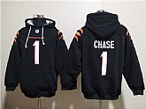 Men's Cincinnati Bengals #1 Ja'Marr Chase Black Pullover Hoodie,baseball caps,new era cap wholesale,wholesale hats